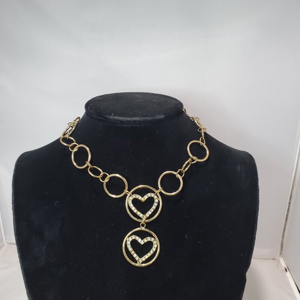 Bijou Gold Link Necklace with Rhinestones